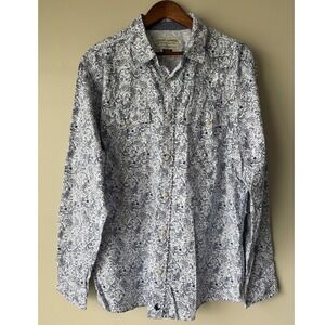 Cody James Mens XL Western Button Down Shirt Navy Blue Paisley Long Sleeve